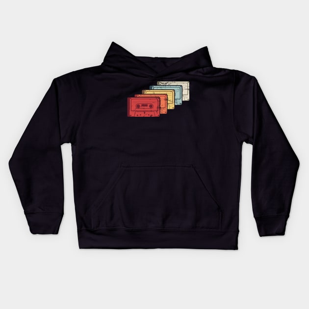 Retro Vintage Cassette Tapes Kids Hoodie by MeatMan